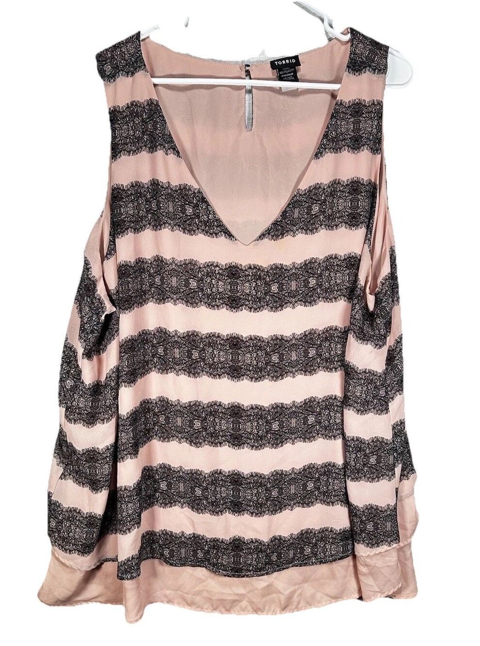 Torrid Lace Print Layered Pink Black Tank Blouse Size 3X Keyhole  Work Career